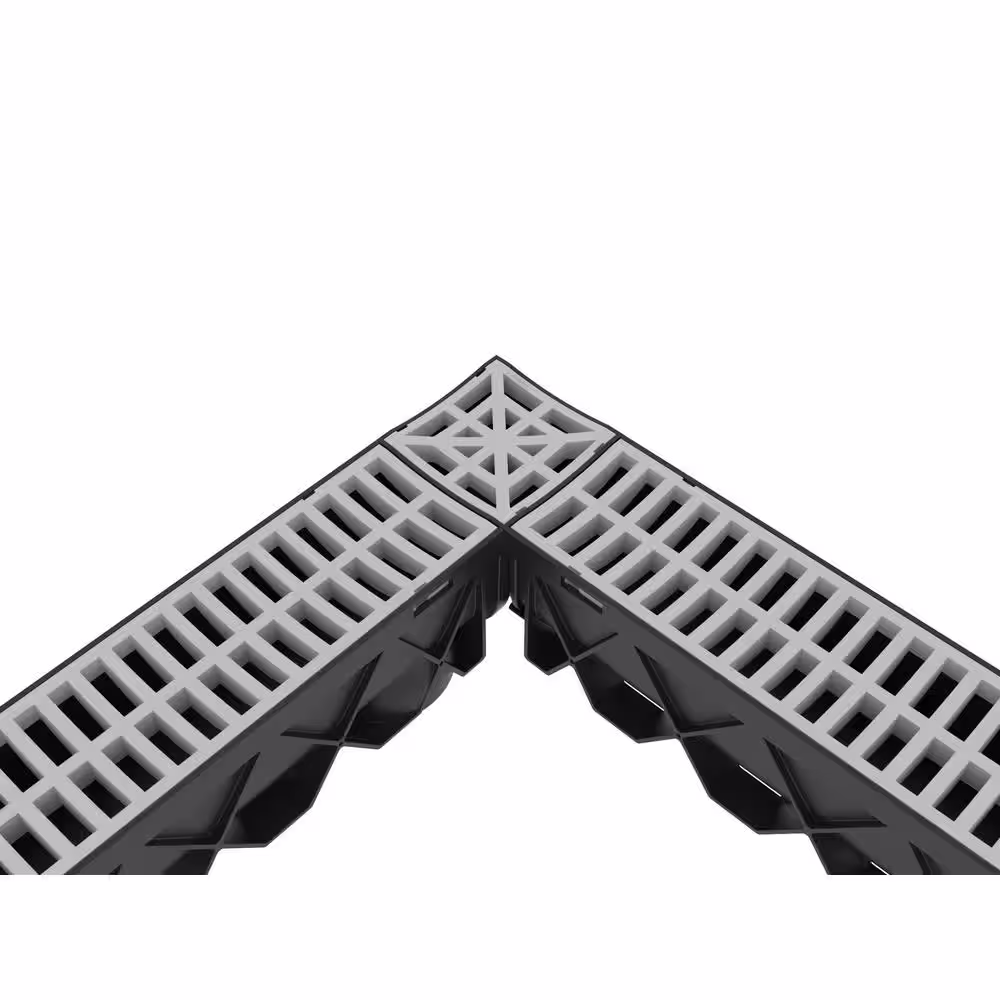 RELN Storm Drain 5 in. x 5 in. Plastic 4-Way Adapter with Portland Grey Grate