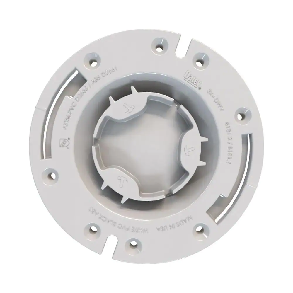 Oatey Fast Set 3 in. Outside Fit or 4 in. Inside Fit PVC Hub Toilet Flange with Test Cap and Plastic Ring