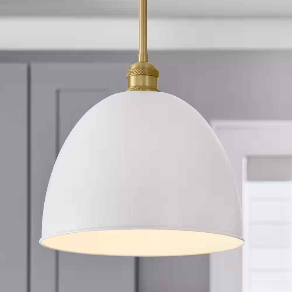 None 2-1/4 in. Large Matte White Metal Dome Pendant Light Shade