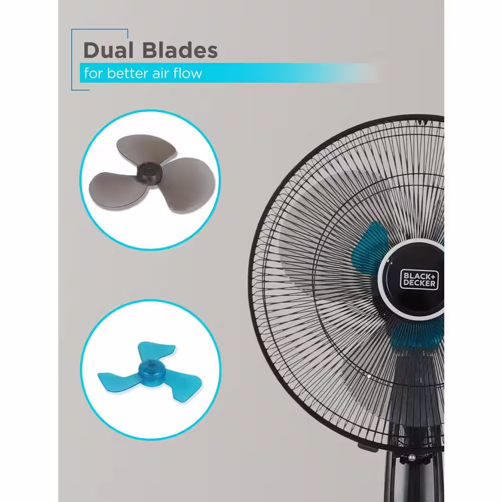 BLACK+DECKER 16 in. Dual-Blade Stand Tower Fan