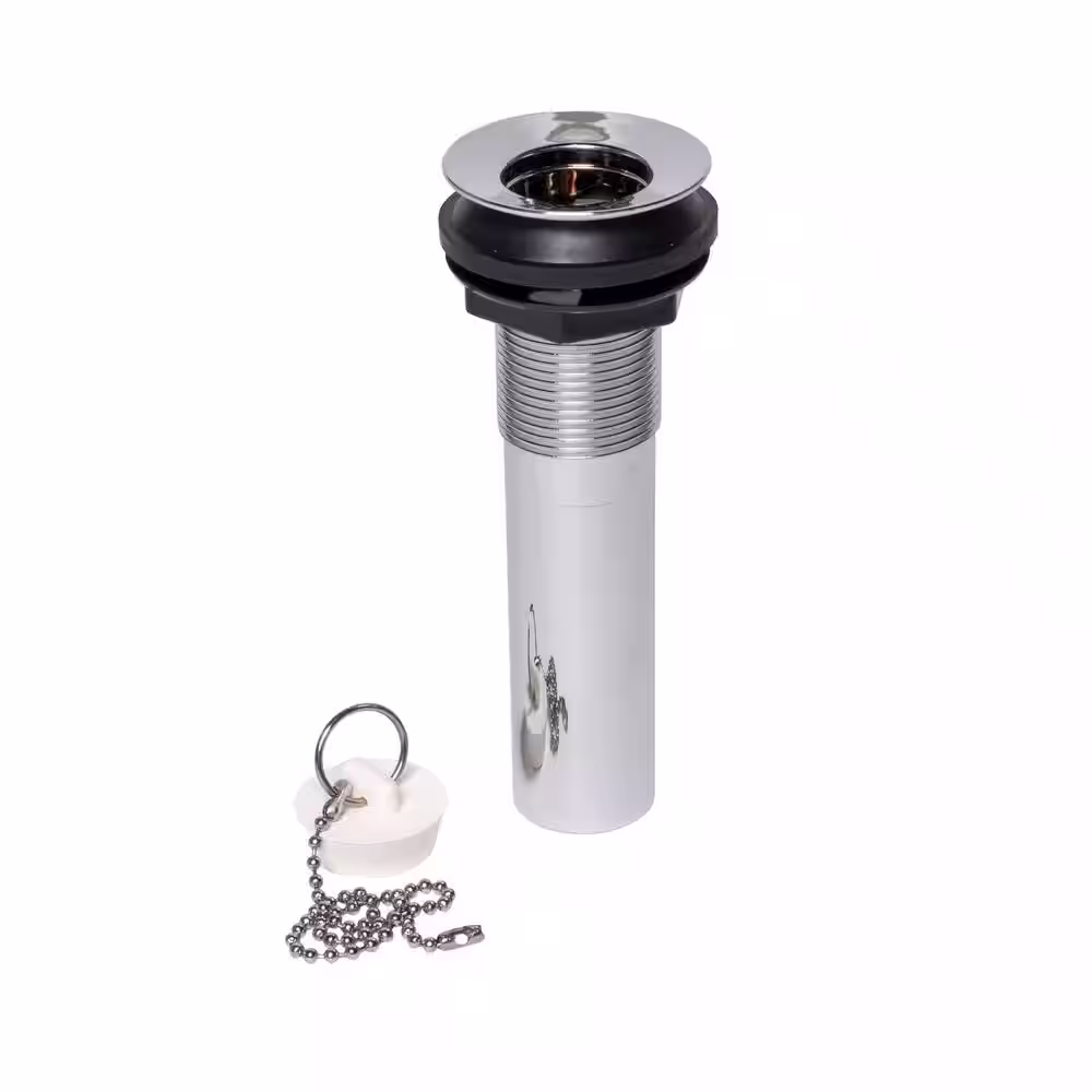 Oatey 1-1/4 in. x 10 in. Chrome-Plated Plastic Tailpiece with Sink Drain Stopper and Overflow Plug