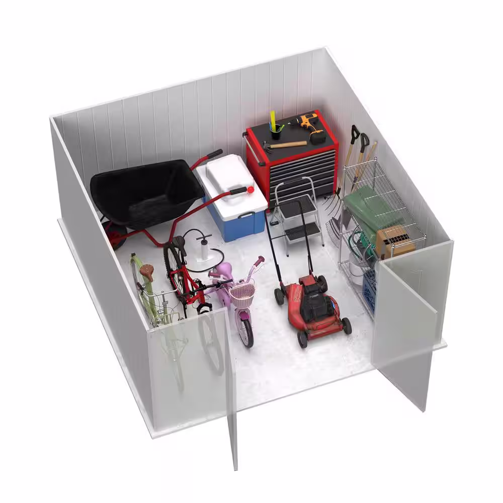 ABSCO Premier 10 ft. W x 10 ft. D x 7 ft. H Metal Storage Shed with SNAPTiTE assembly in Classic Cream 97 sq. ft.
