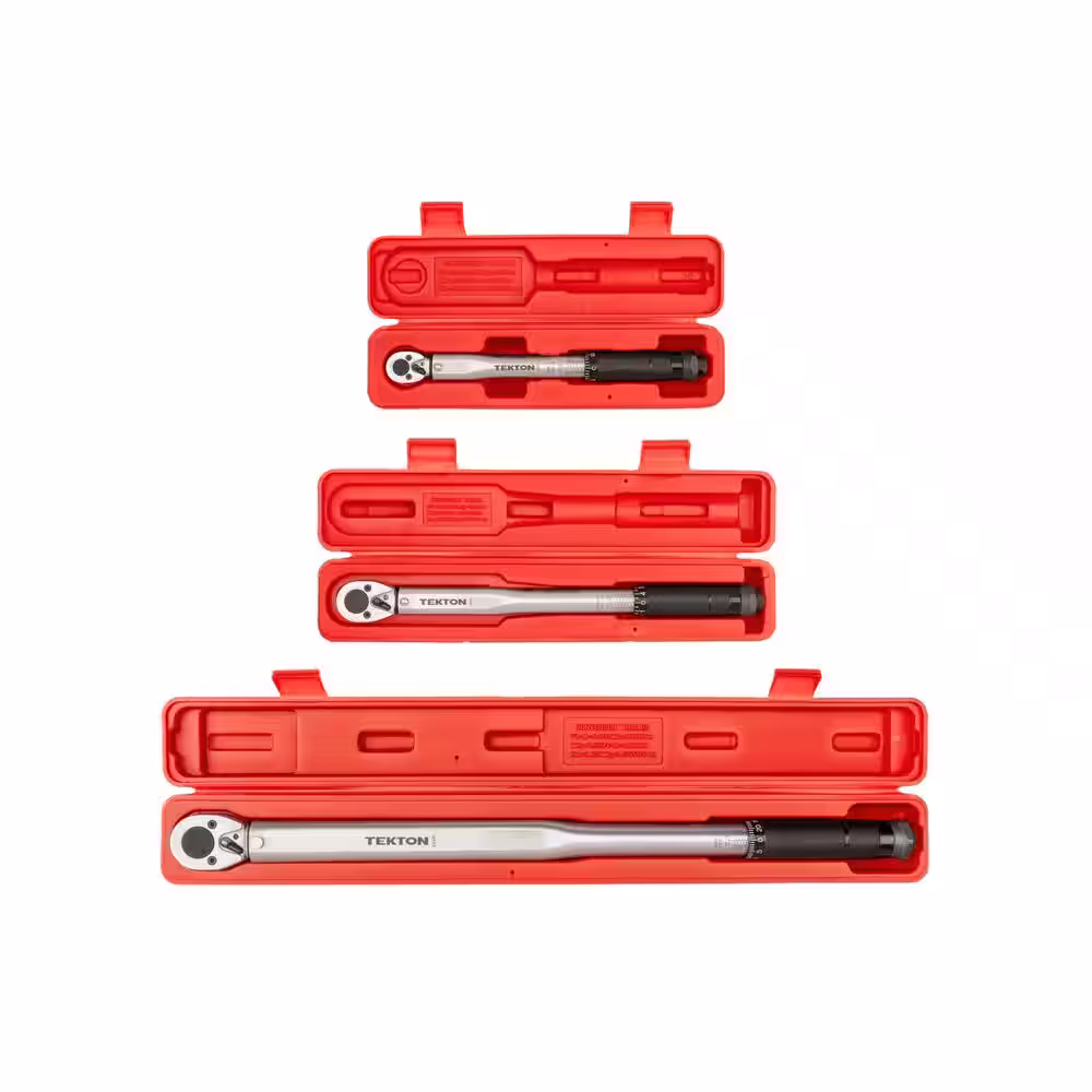 TEKTON 1/4,3/8,1/2 Inch Drive Micrometer Torque Wrench Set (3-Piece)
