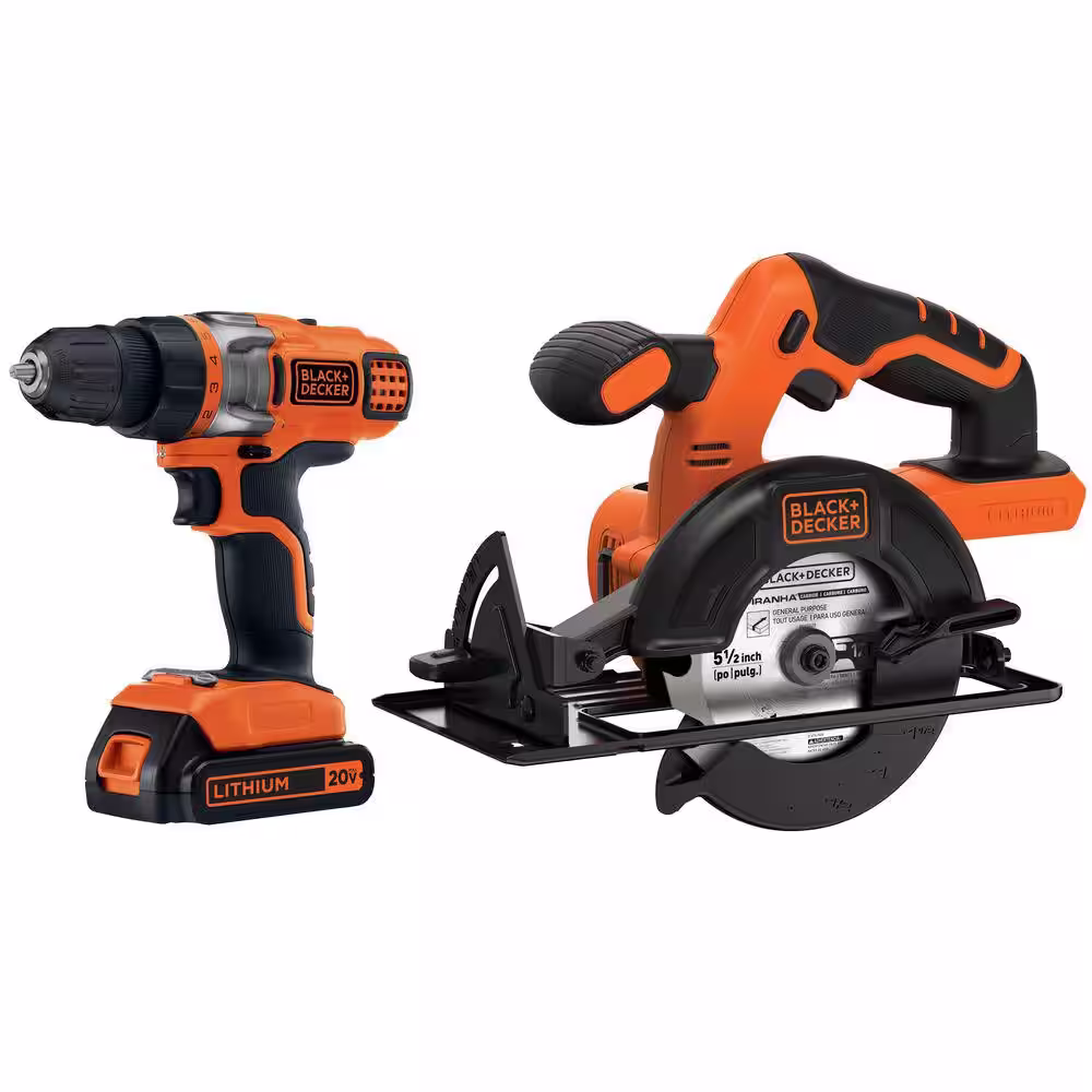 BLACK+DECKER 20V MAX Lithium-Ion Cordless Drill/Driver and Circular Saw 2 Tool Combo Kit