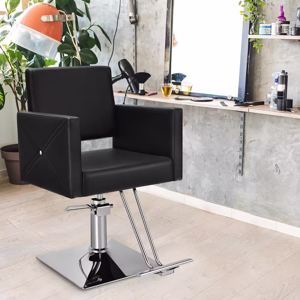 Costway Black Salon Chair for Hair Stylist Adjustable Swivel Hydraulic Barber Styling Chair