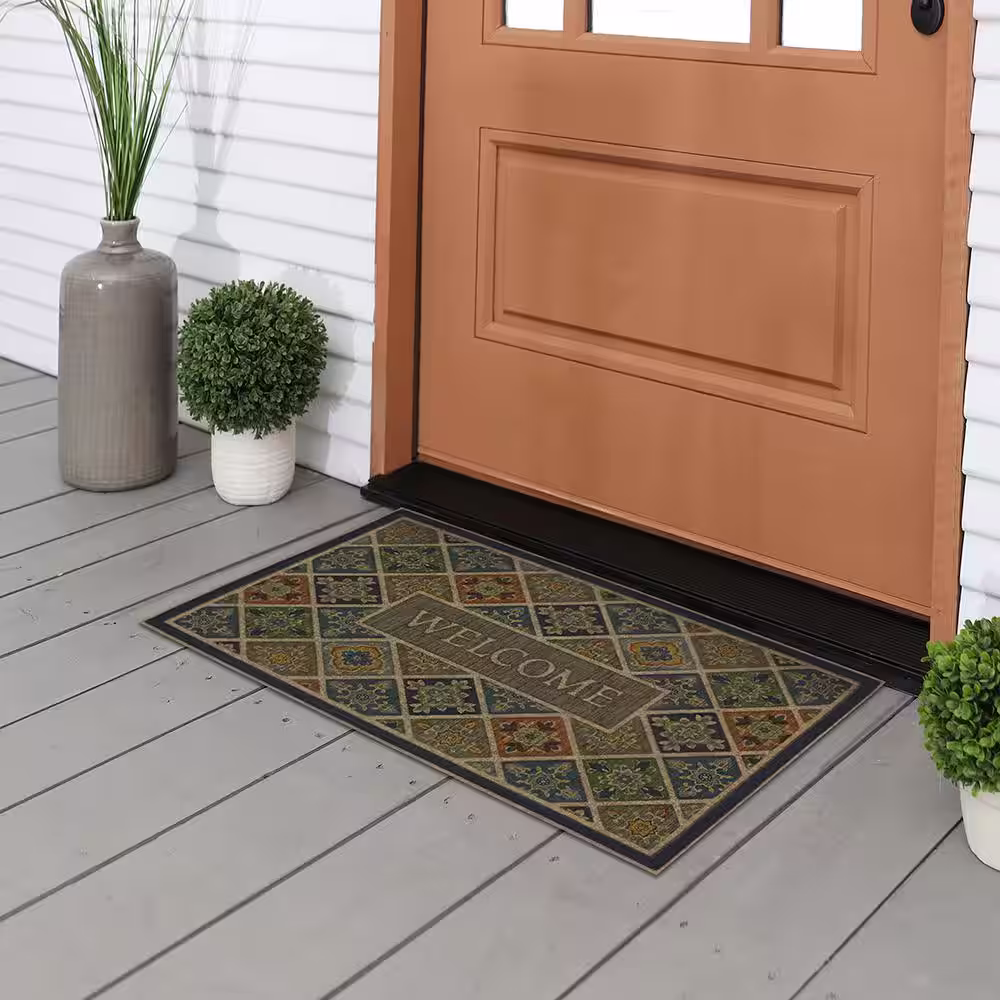 StyleWell Tile Garden Welcome Impressions 24 in. x 36 in. Door Mat