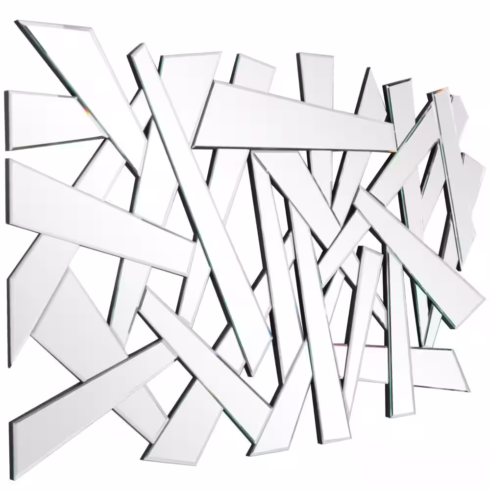 Novogratz 32 in. x 47 in. Rectangle Frameless Silver Abstract Wall Mirror