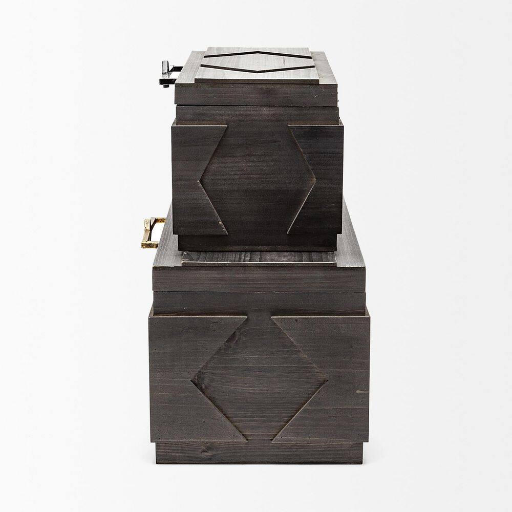 Mercana Cassia Brown Wooden Boxes (Set of 2)