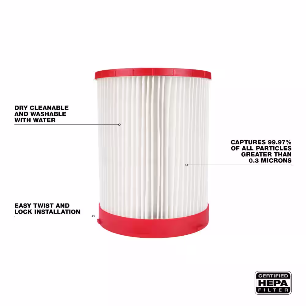 Milwaukee Large Wet/Dry Shop Vacuum HEPA Filter (1-Pack)