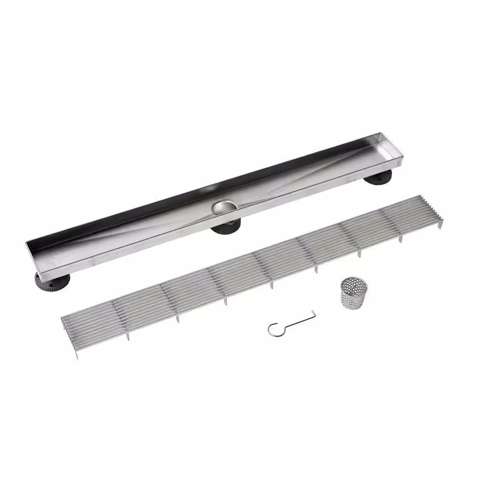 Oatey Designline 32 in. Stainless Steel Linear Shower Drain with Square Pattern Drain Cover
