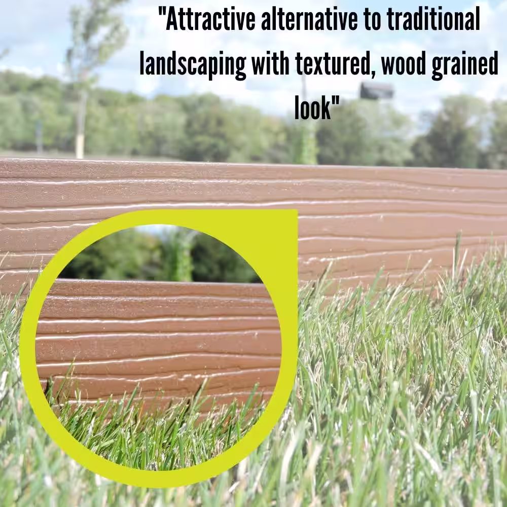 Master Mark Terrace Board 4 in. x 40 ft. Brown Landscape Lawn Edging with Stakes