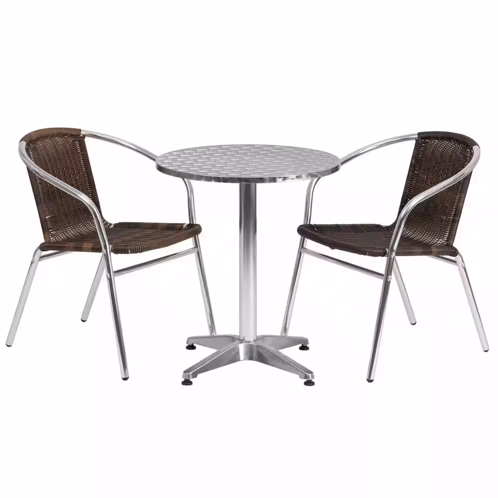 Carnegy Avenue Gray 3-Piece Metal Round Outdoor Bistro Set