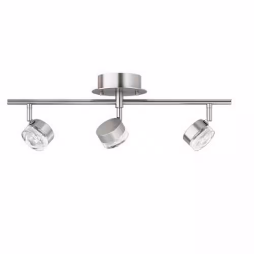 Hampton Bay Less than 2 ft. 3-Light Brushed Nickel Semi-Flushmount LED Fixed Track Lighting Kit