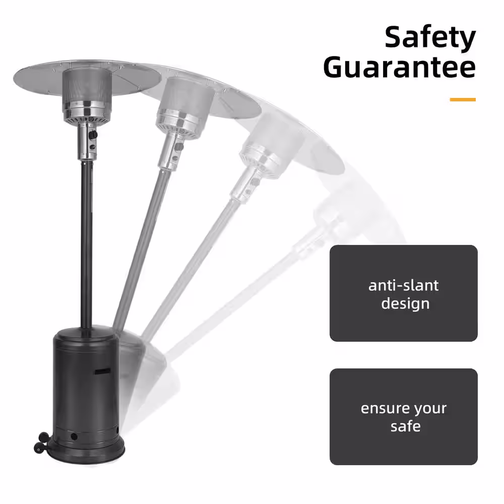 None 46000 BTU Standing Propane Patio Heater with Wheels in Mocha