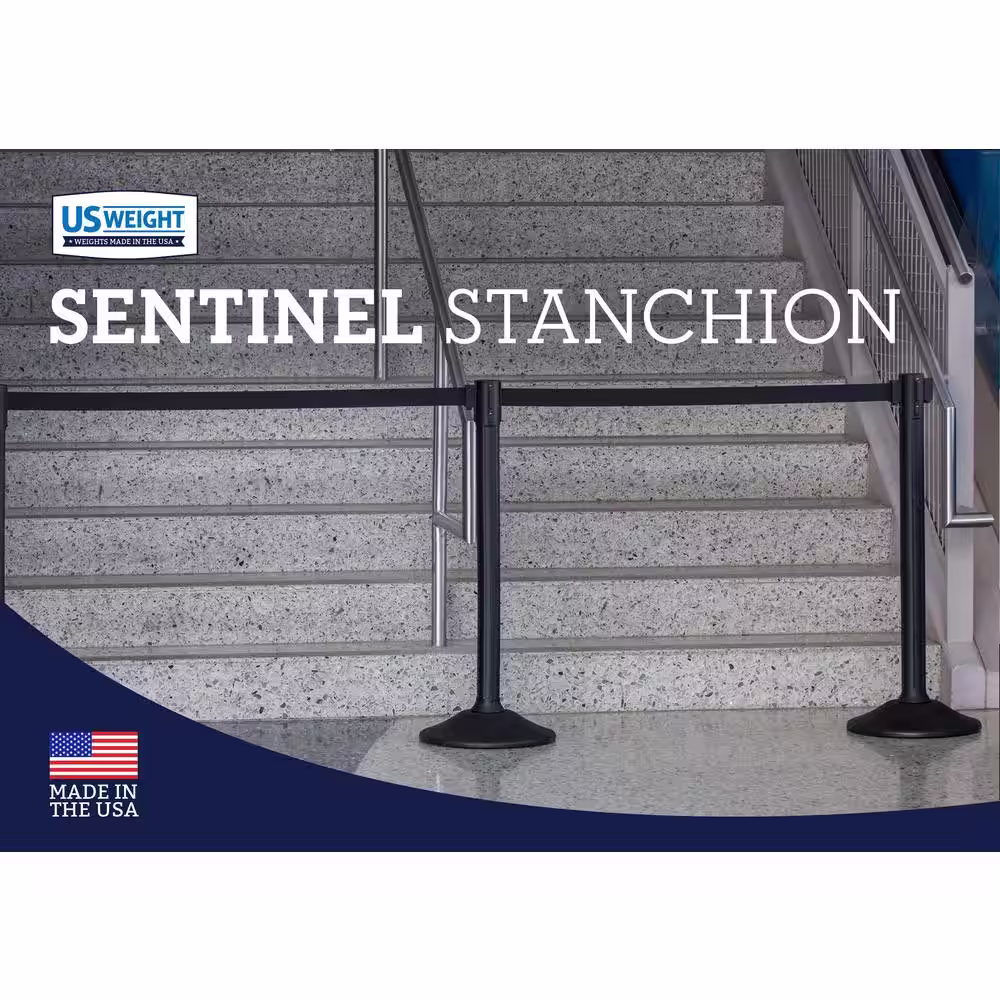 USW US Weight Sentinel Stanchion with 6.5 ft. Black Retractable Belt (2-Pack)