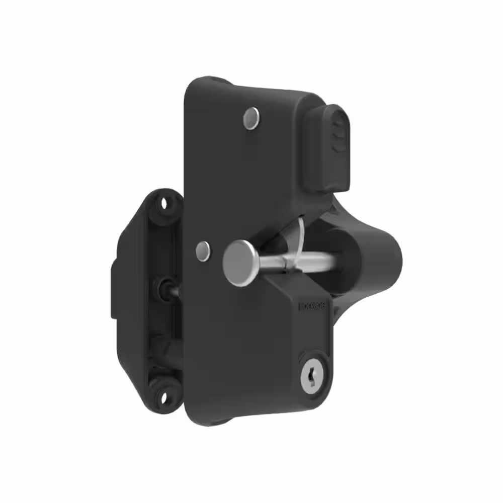 Barrette Outdoor Living 4.687 in. x 5.187 in. Nylon/Stainless Steel Bronze Locking Gravity Latch with 2-Sided Key Entry