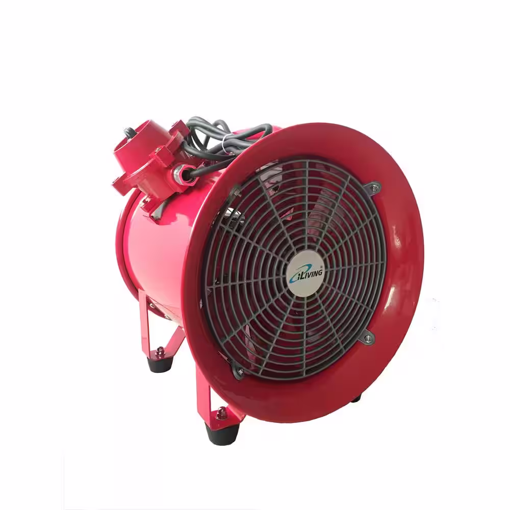 iLIVING Explosion Proof 12 in. Ventilation Floor Fan, With 550-Watt, 2720 CFM, Red