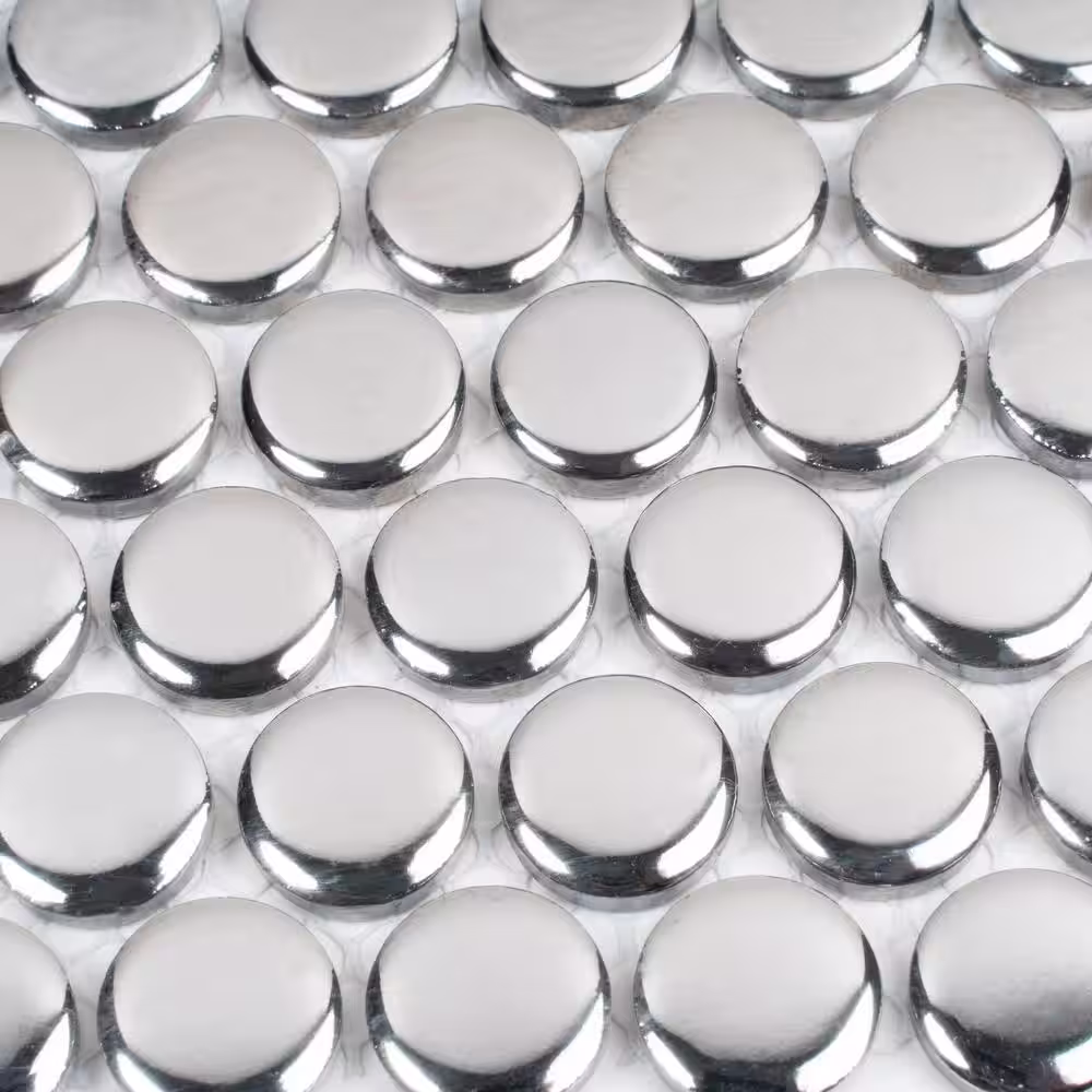 Apollo Tile Cirkel Silver 11.46 in. x 12.4 in. Glossy Porcelain Mosaic Wall and Floor Tile (9.87 sq. ft./case) (10-pack)