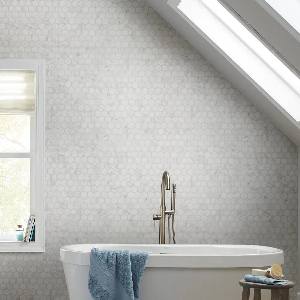 Lifeproof Carrara 10 in. x 12 in. x 6.35mm Ceramic Hexagon Mosaic Floor and Wall Tile (9.72 sq. ft./Case)