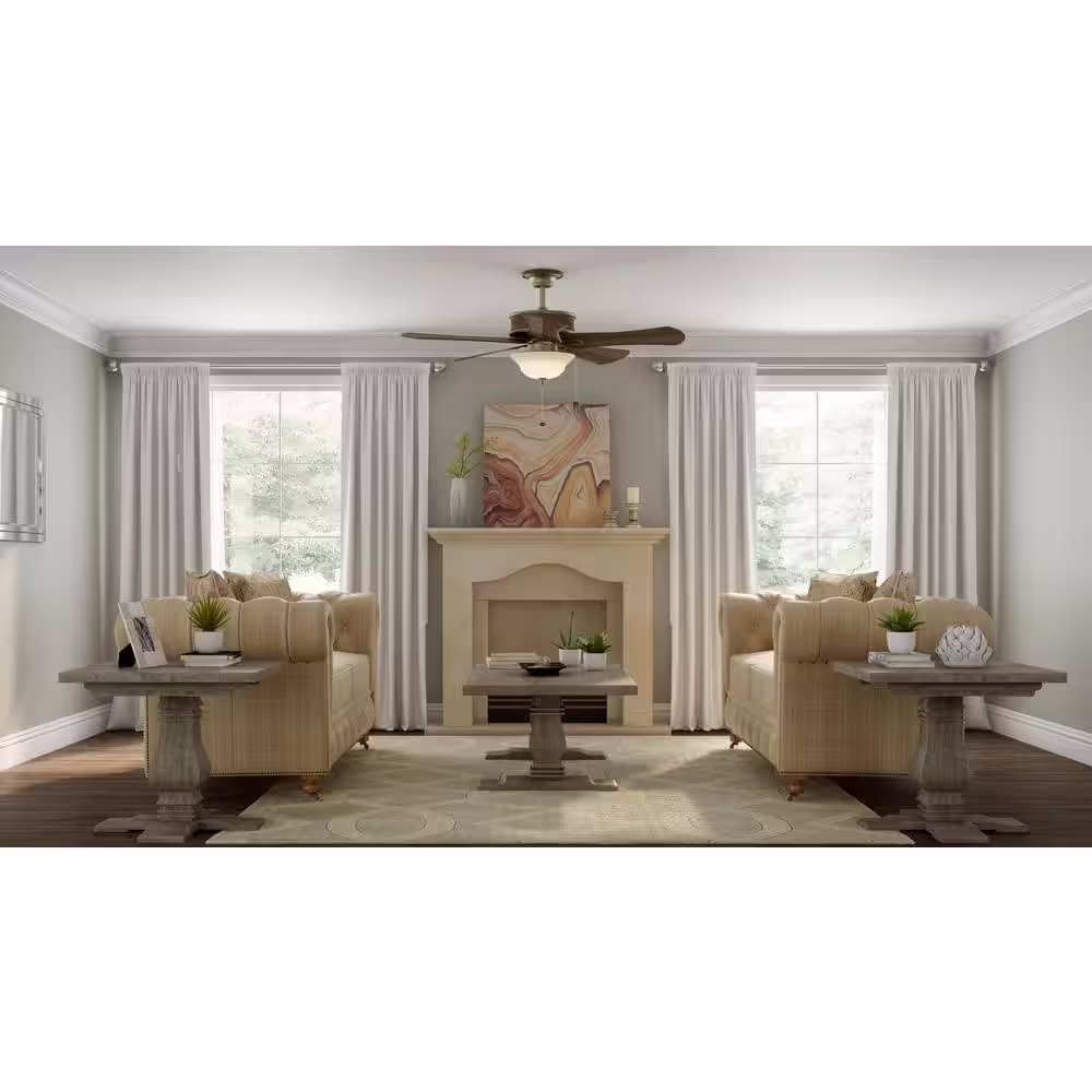 Hampton Bay Algiers 54 in. Indoor/Outdoor Cambridge Silver Ceiling Fan with Light Kit and 5 Weathered Ash-Colored ABS Blades