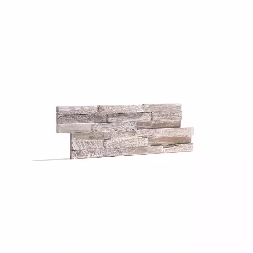 WALL!SUPPLY 0.79 in. x 7.09 in. x 19.49 in. UltraWood Teak White Wash Jointless Z-shape Interlocking (10-Pack)