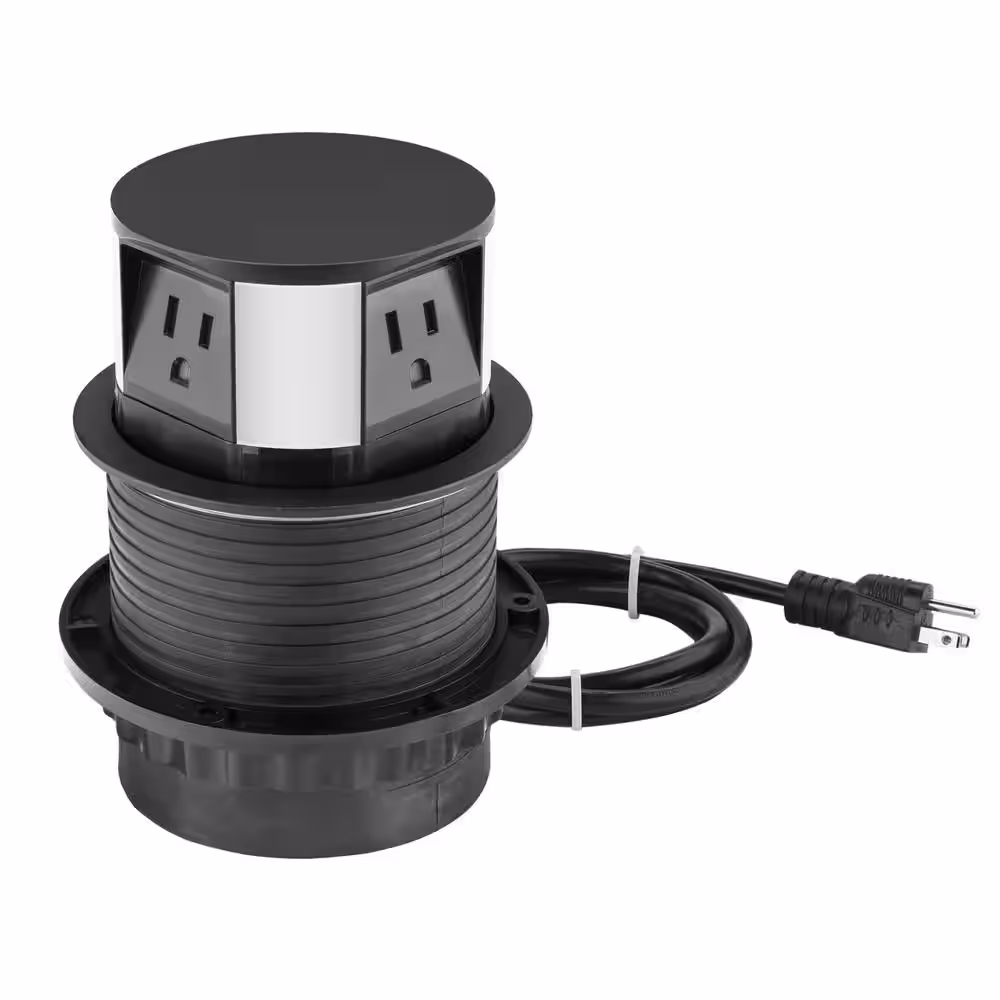 Link2Home 10-Watt Space Saver Pop Up-Outlet, Fast Induction Charger with Type-C USB, 3-Outlets, 2 USB Ports, Surge Protection