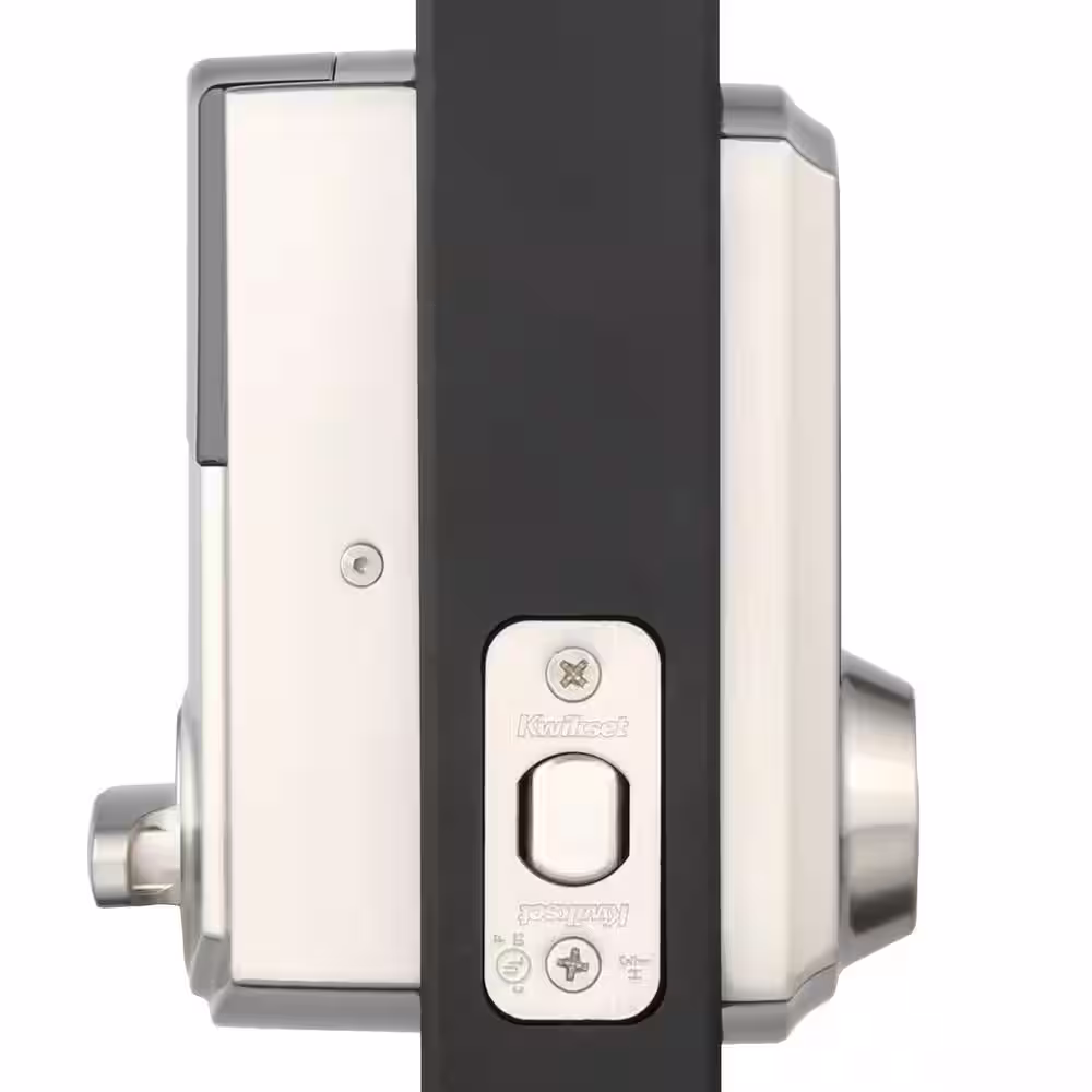 Kwikset Z-Wave SmartCode Touchscreen Satin Nickel Single Cylinder Keypad Electronic Deadbolt featuring Tustin Hall/Closet Lever