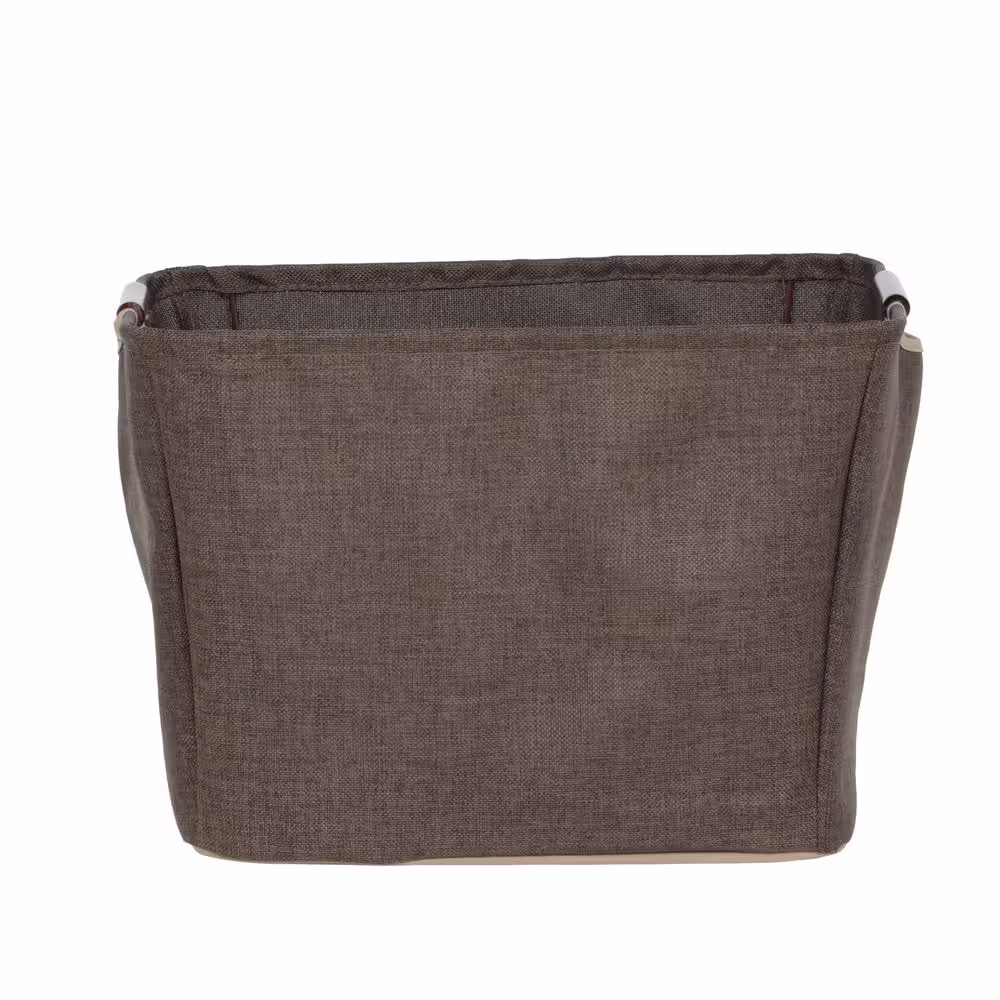 HOUSEHOLD ESSENTIALS 15.75 in. x 13 in. Coffee Linen Medium Tapered Bin with Handles