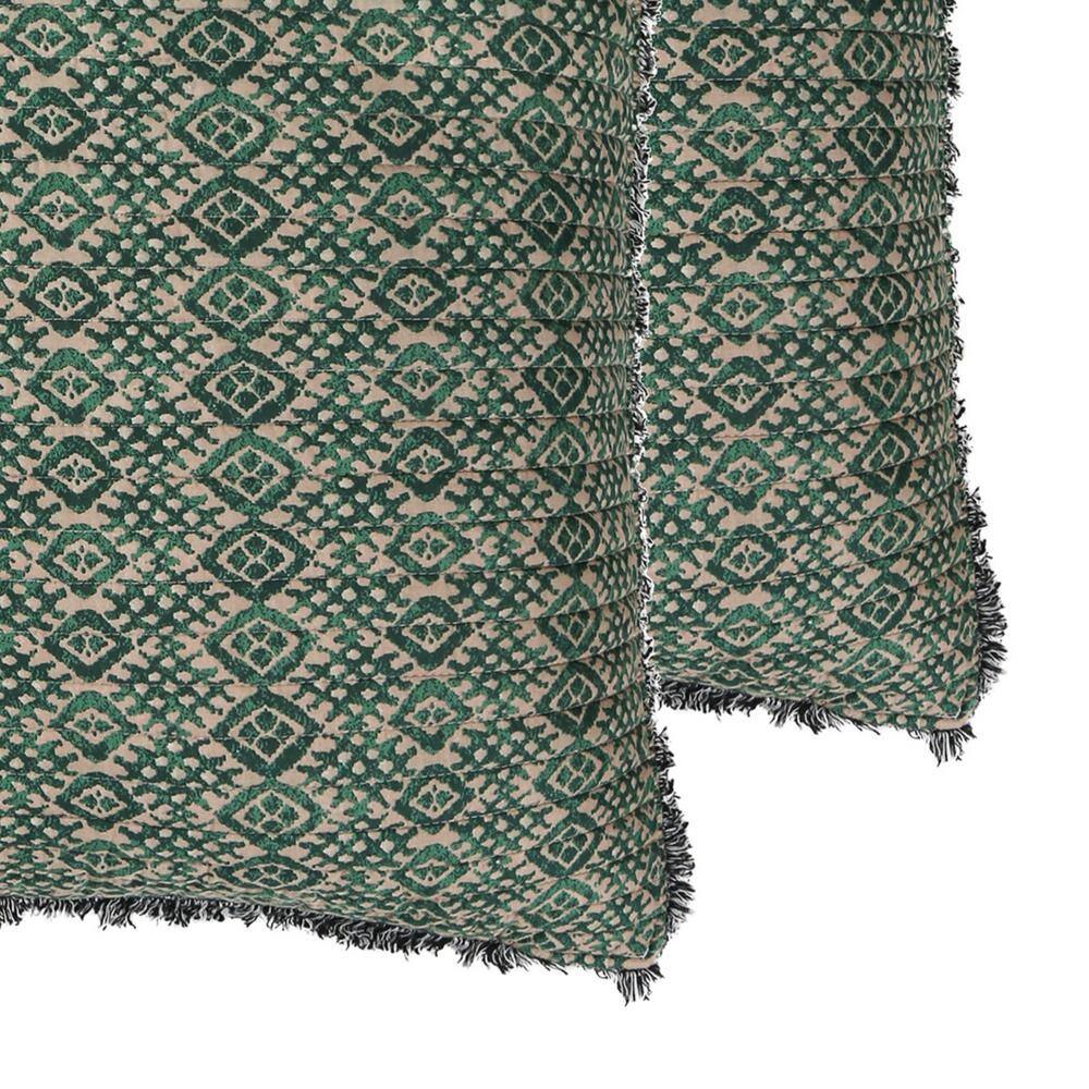 None Vista 2-Piece Green, Beige Diamond/Lattice Quilted Cotton Euro Sham (Set of 2)