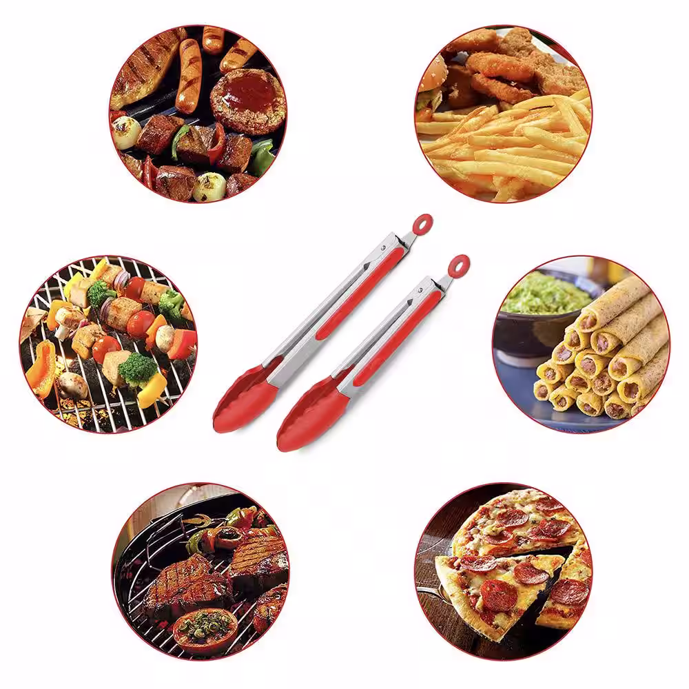 None Premium 12 in. and 9 in. Stainless Steel Sturdy Heavy-Duty Kitchen Tongs (Sets of 2)