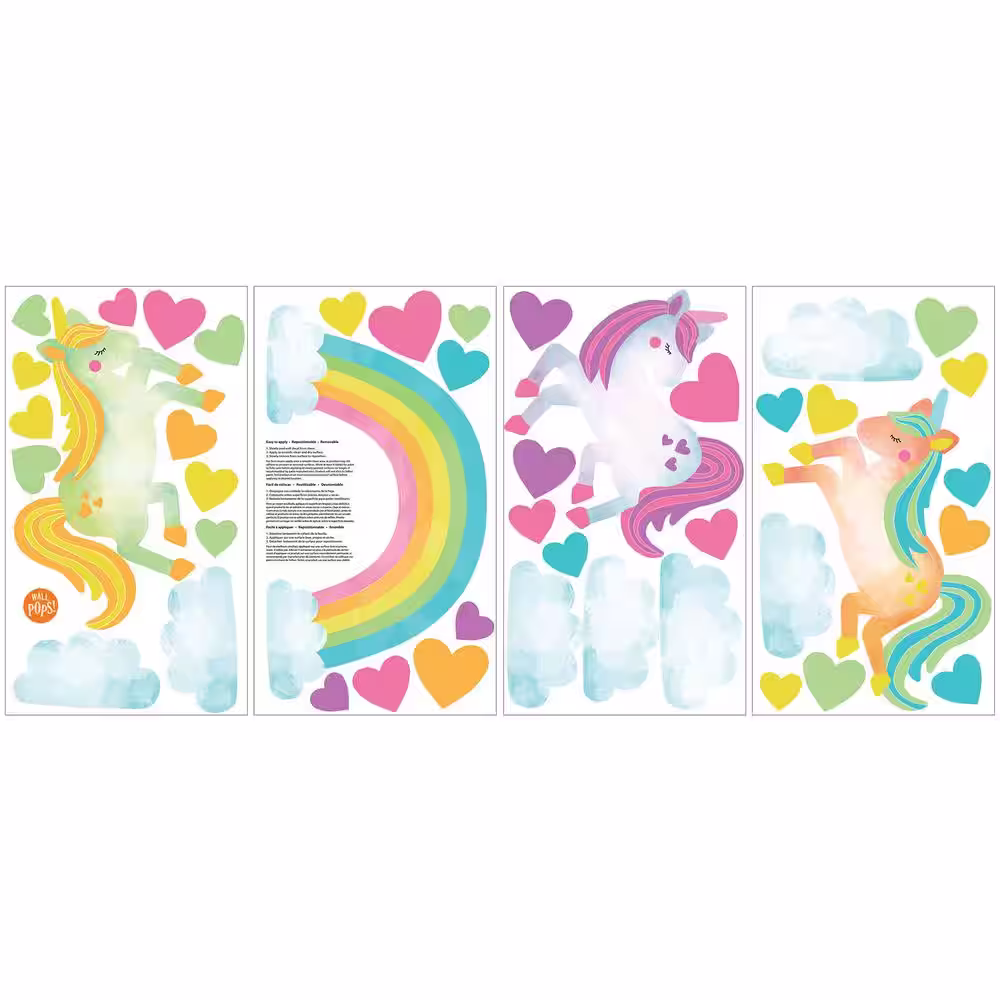 WallPops Multi-Color One Love Unicorns Wall Decal