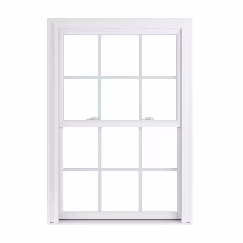 American Craftsman 31.75 in. x 45.25 in. 70 Pro Series Low-E Argon Glass Double Hung White Vinyl Replacement Window with Grids, Screen Incl