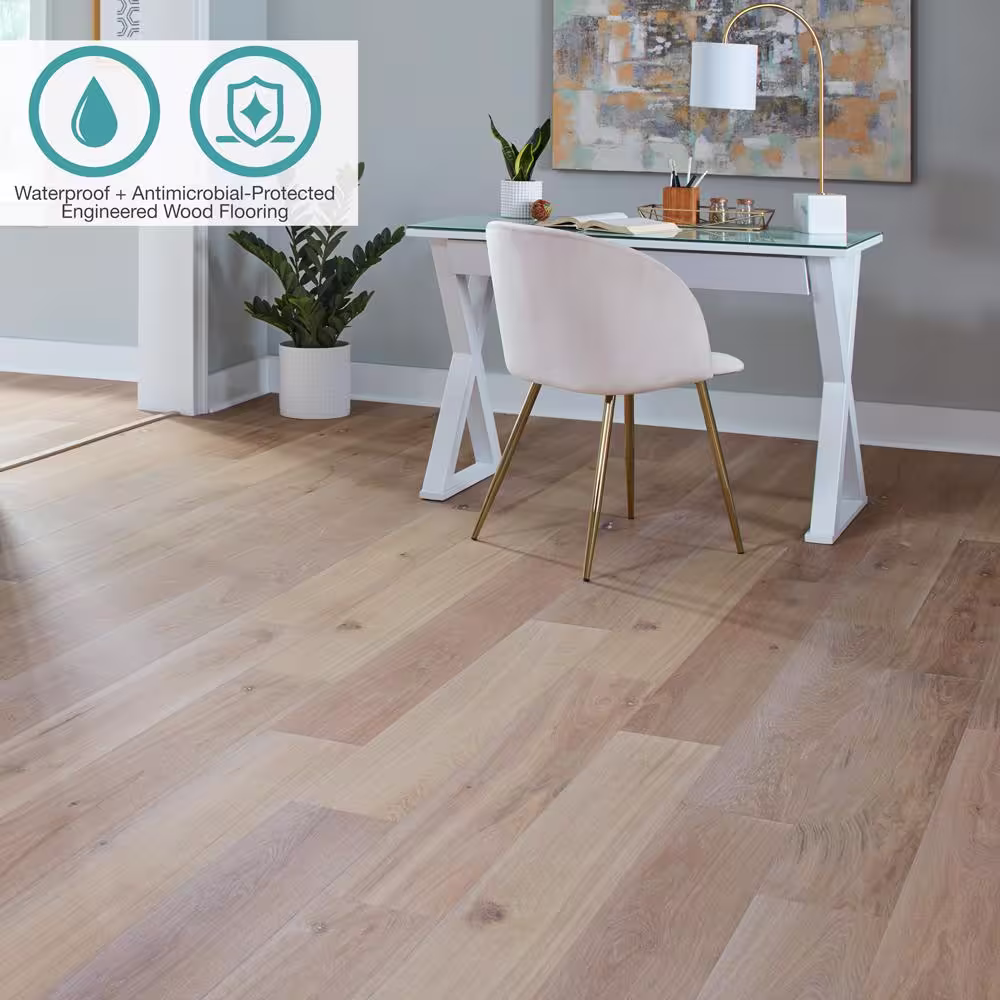 Pergo Defense+ Beachwood Park Oak 3/8 in. T x 7.5 in. W Waterproof Engineered Hardwood Flooring (24.5 sq.ft/case)