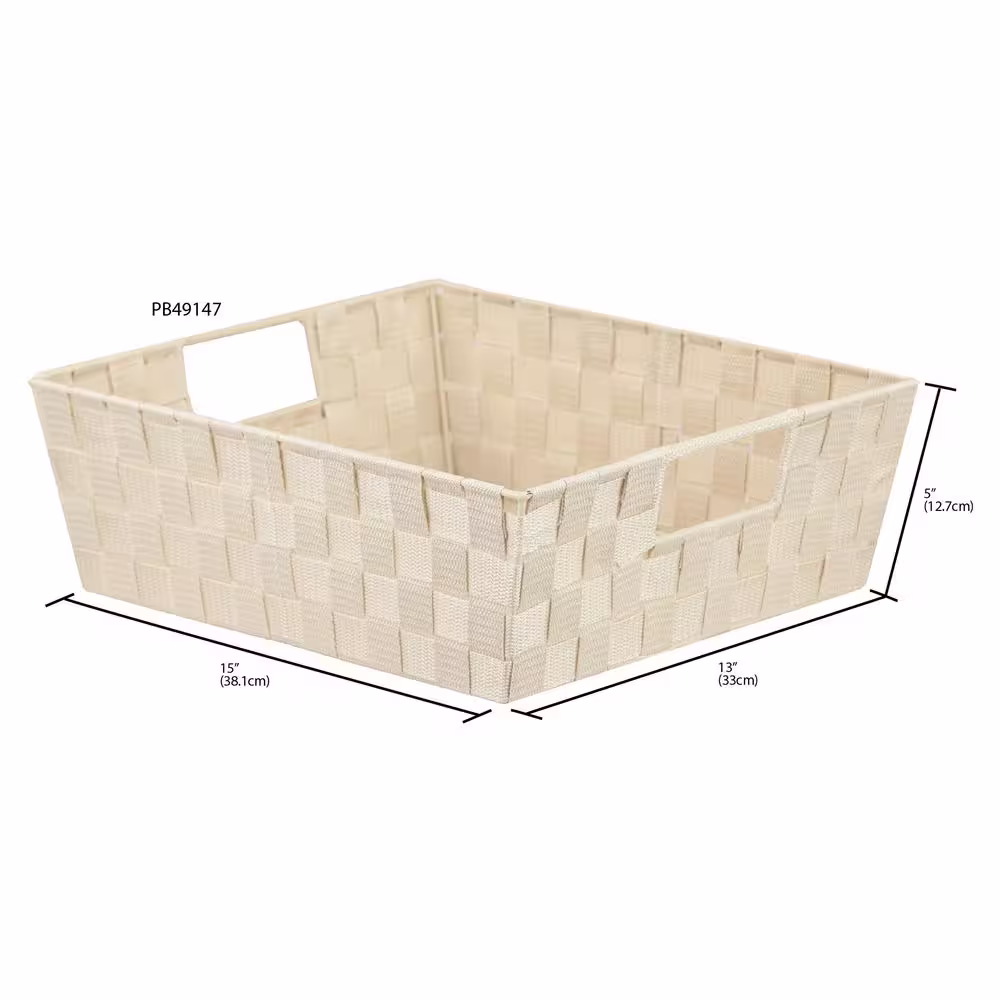 Home Basics 5 in. H x 13 in. W x 15 in. D Ivory Fabric Cube Storage Bin