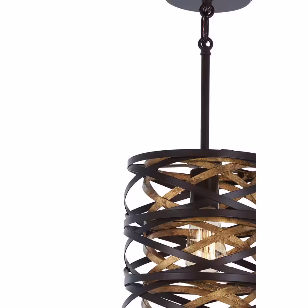 Minka Lavery Vortic Flow 1-Light Dark Bronze with Mosaic Gold Interior Mini Pendant