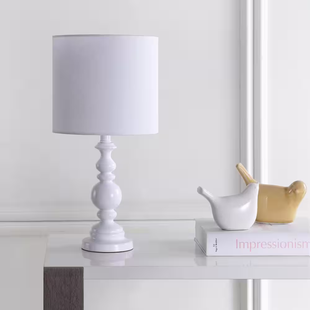 SAFAVIEH Harrington 18 in. White Curved Table Lamp with White Shade