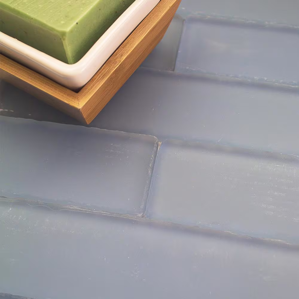 Ivy Hill Tile Ocean Cloud Beached 2 in. x 8 in. x 8 mm Frosted Glass Subway Tile (36 pieces 4 sq.ft./Box)