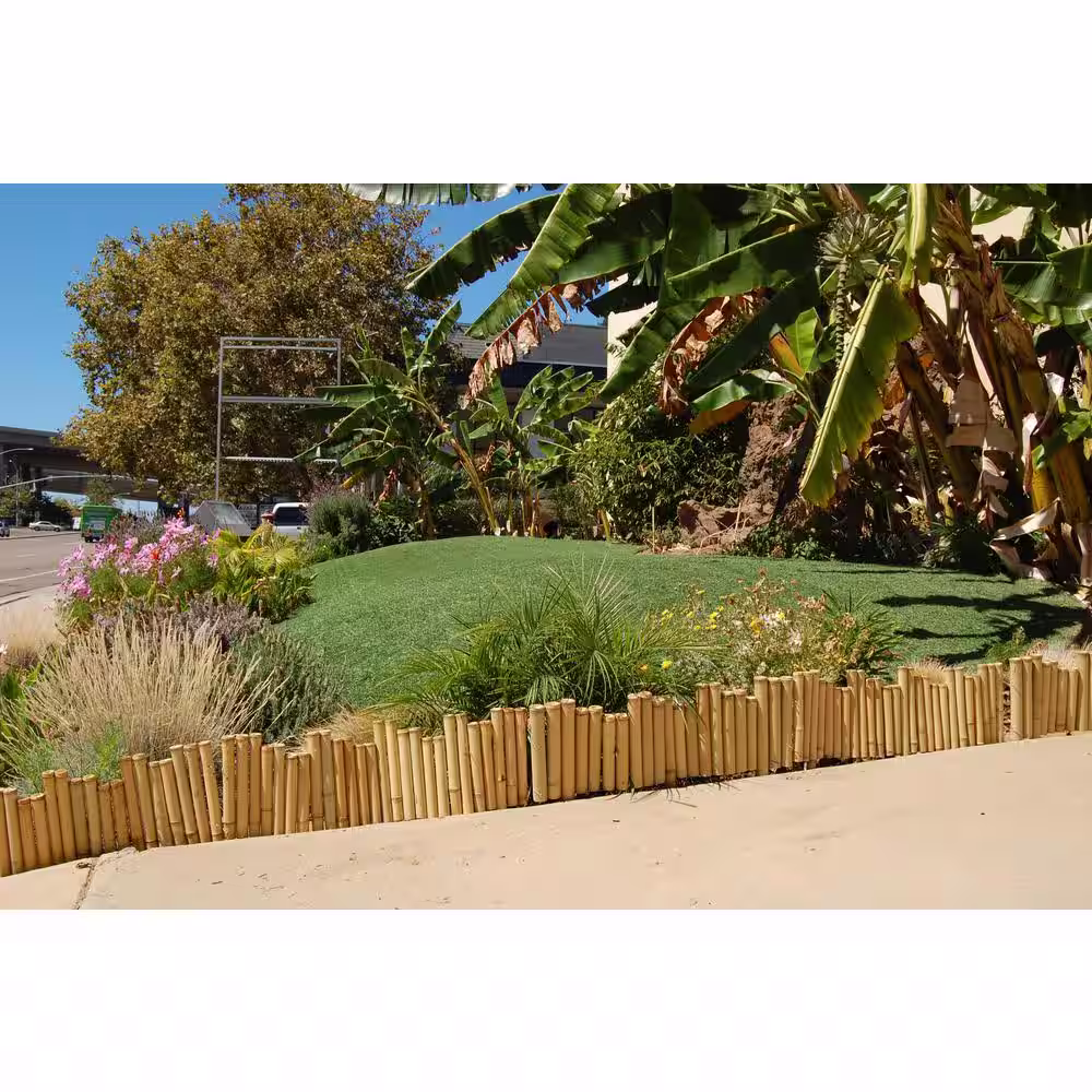 Backyard X-Scapes 96 in. L x 1.25 in. W x 12 in. H Bamboo Natural Border Edging (2-Pieces/Case)