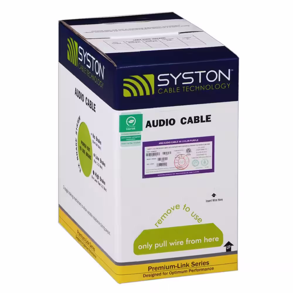 Syston Cable Technology 500ft 14-Gauge 4-Conductors OFC Stranded CMR/CL3R White Speaker Wire