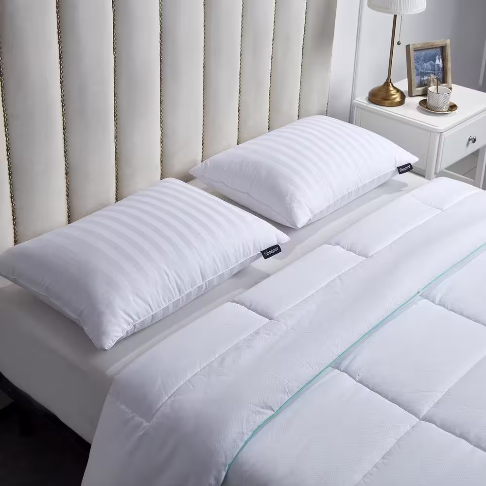 Beautyrest 500 Threadcount Damask Stripe US Grown Cotton Softy-around 95 Goose Feather 5 Down Medium Firm King Pillow (2-Pack)