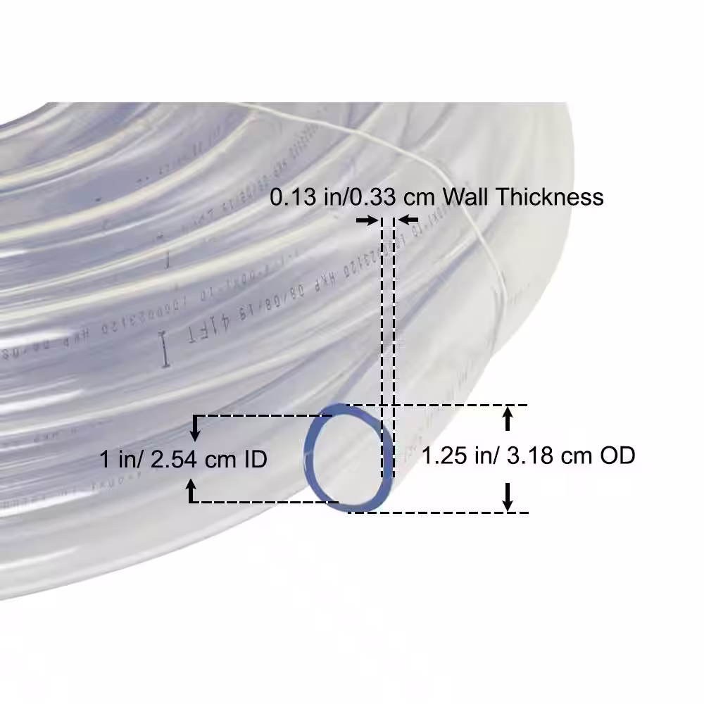 Everbilt 1-1/4 in. O.D. x 1 in. I.D. x 50 ft. PVC Clear Vinyl Tube