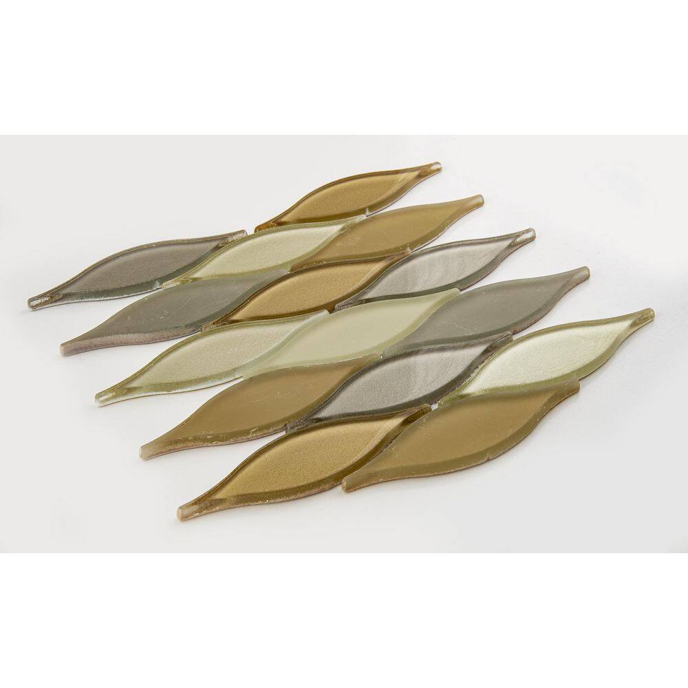 ANDOVA Zeille Mellow Tan/Brown/Off-White 9 in. x 11 in. Unique Shape Glossy Smooth Glass Mosaic Wall Tile (3.35 sq. ft./Case)