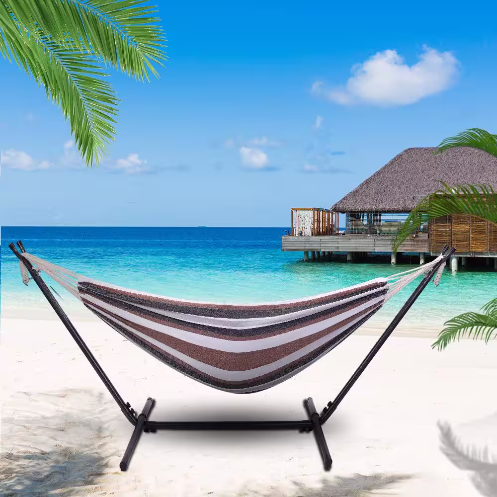 None 6.56 ft. Portable Hammock Bed Hammock with Stand in Multi-Colored