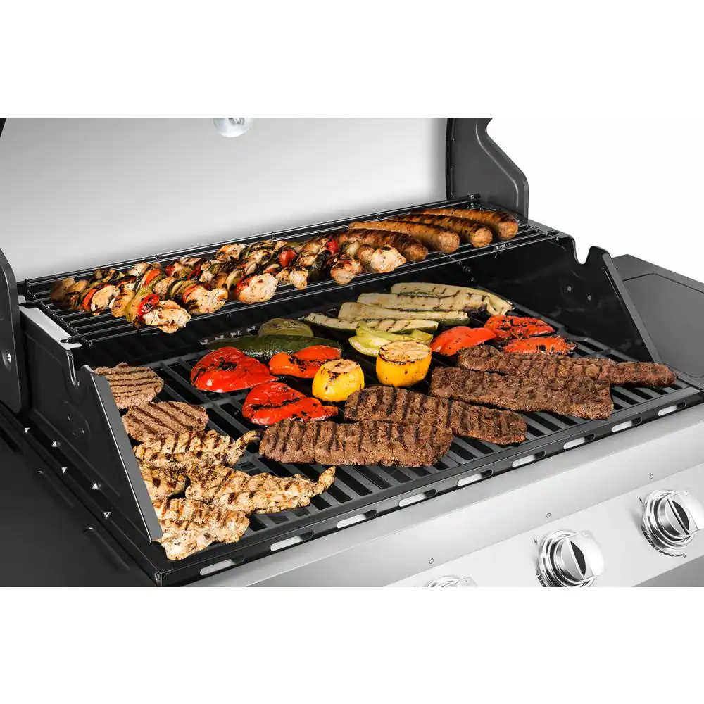 Dyna-Glo Premier 4-Burner Propane Gas Grill in Stainless Steel with Side Burner