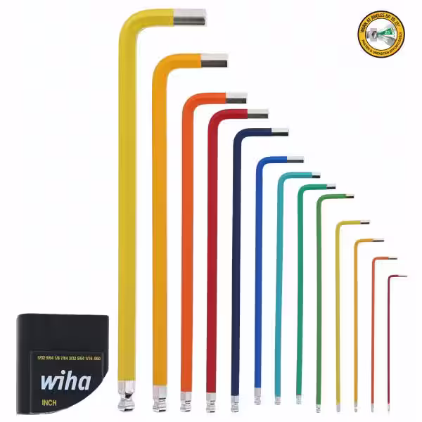 Wiha Color-Coded Ball End Hex L Key Set Inch (13-Pieces)