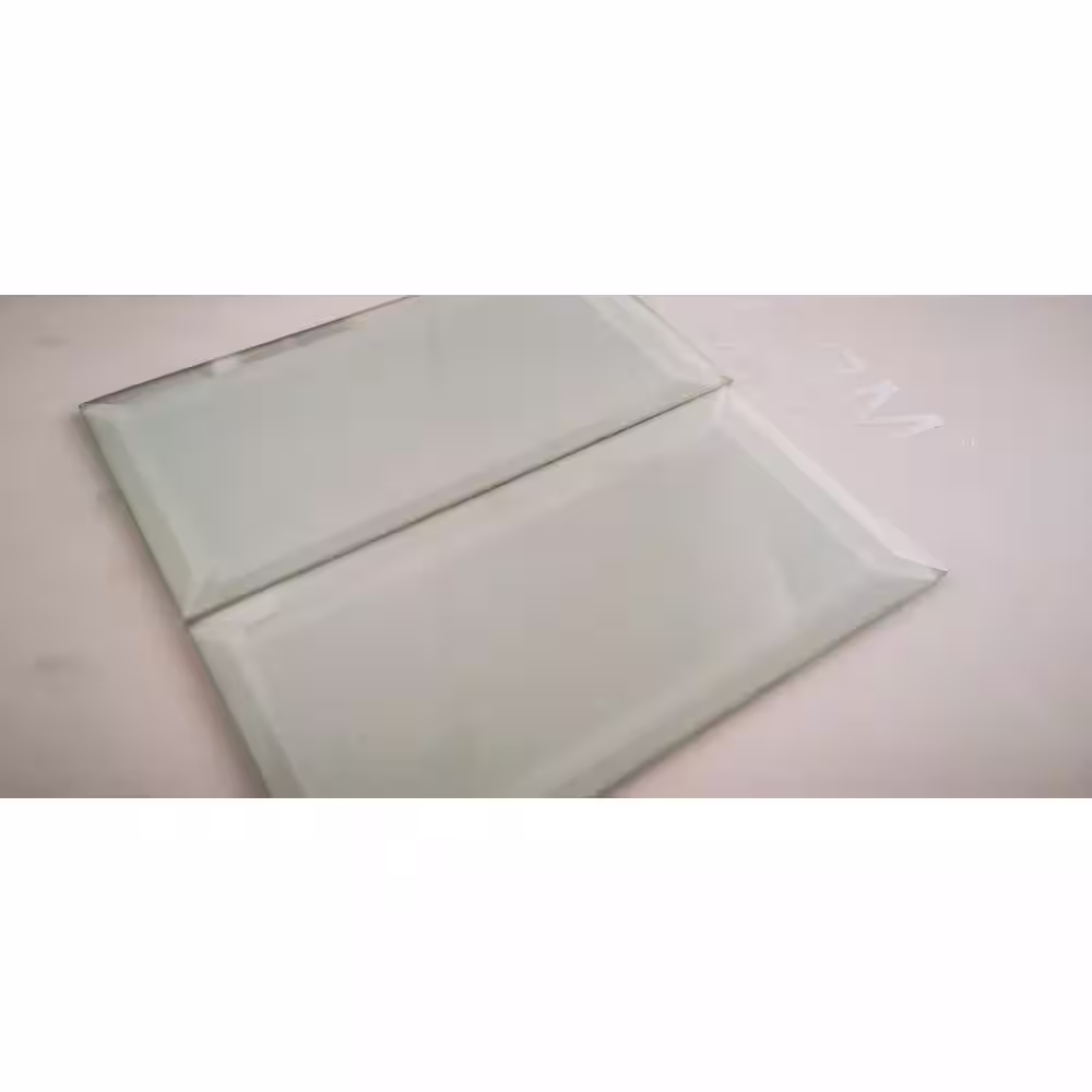 ABOLOS Frosted Elegance Glossy Mint Green Beveled Subway 3 in. x 6 in. in. Glass Wall Tile (14 sq. ft./Case)