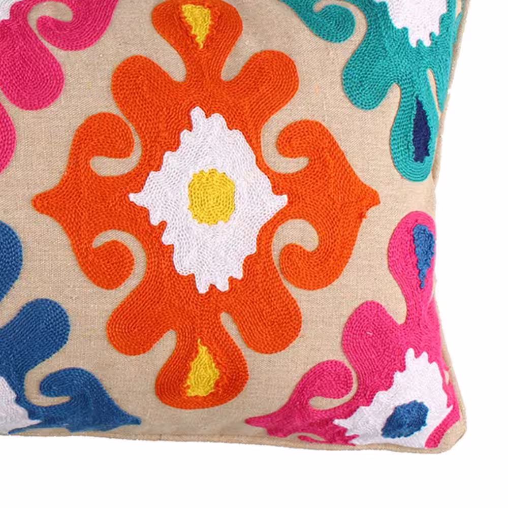 Levtex Home Fantasia Multicolored Medallion Crewel Stitched 12 in. x 24 in. Throw Pillow