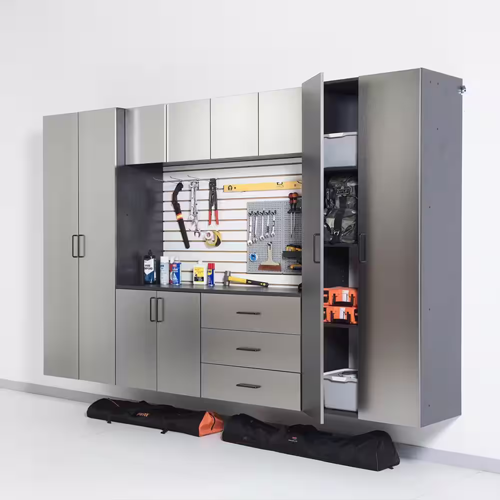 Garage TECH Astro Series Wood 1-Shelf Wall Mounted Garage Cabinet in Metallic Gray (32 in W x 28 in H x 20 in D)
