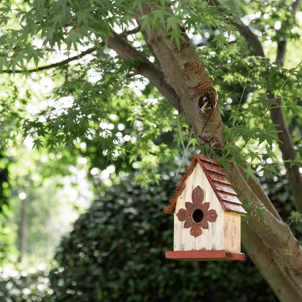Glitzhome 9 in. H Distressed Solid Wood Birdhouse