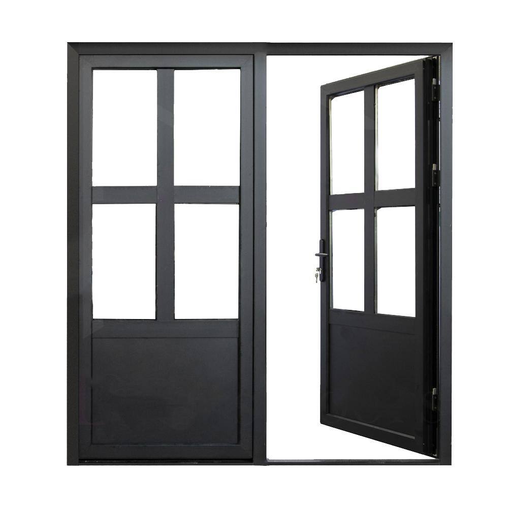 TEZA DOORS Teza French Doors 73.5 in. x 96 in. Matte Black Aluminum French Door 4 Lite Right Hand Inswing